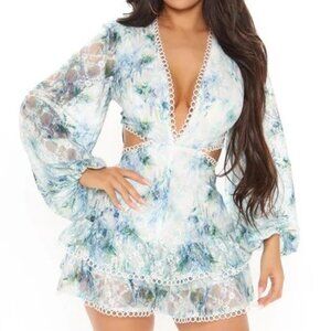 Riviera Print Lace Romper
